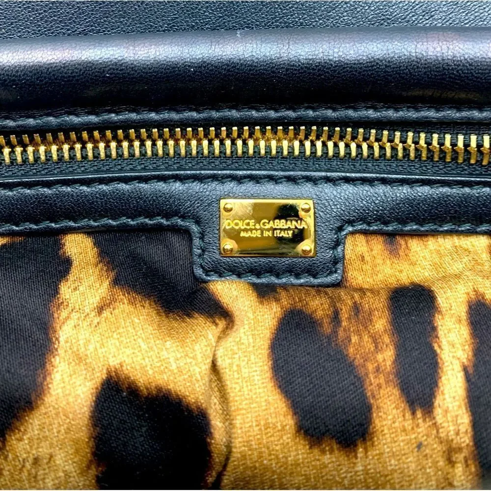 Auth Dolce & Gabbana Blue White Striped Canvas Raffia Handbag Lock Key Preloved